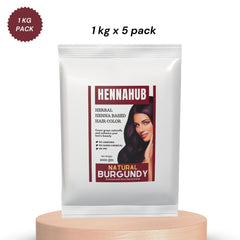 Natural Burgundy Henna powder for hair | 5 kg Pack | Ammonia Free Henna powder | 1kg X 5 Pack