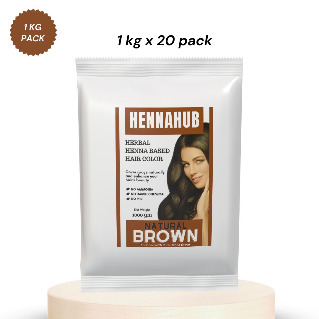 Natural Brown Henna powder for hair | 20 kg Pack | Ammonia Free Henna powder (1 kg X 20 Pack )