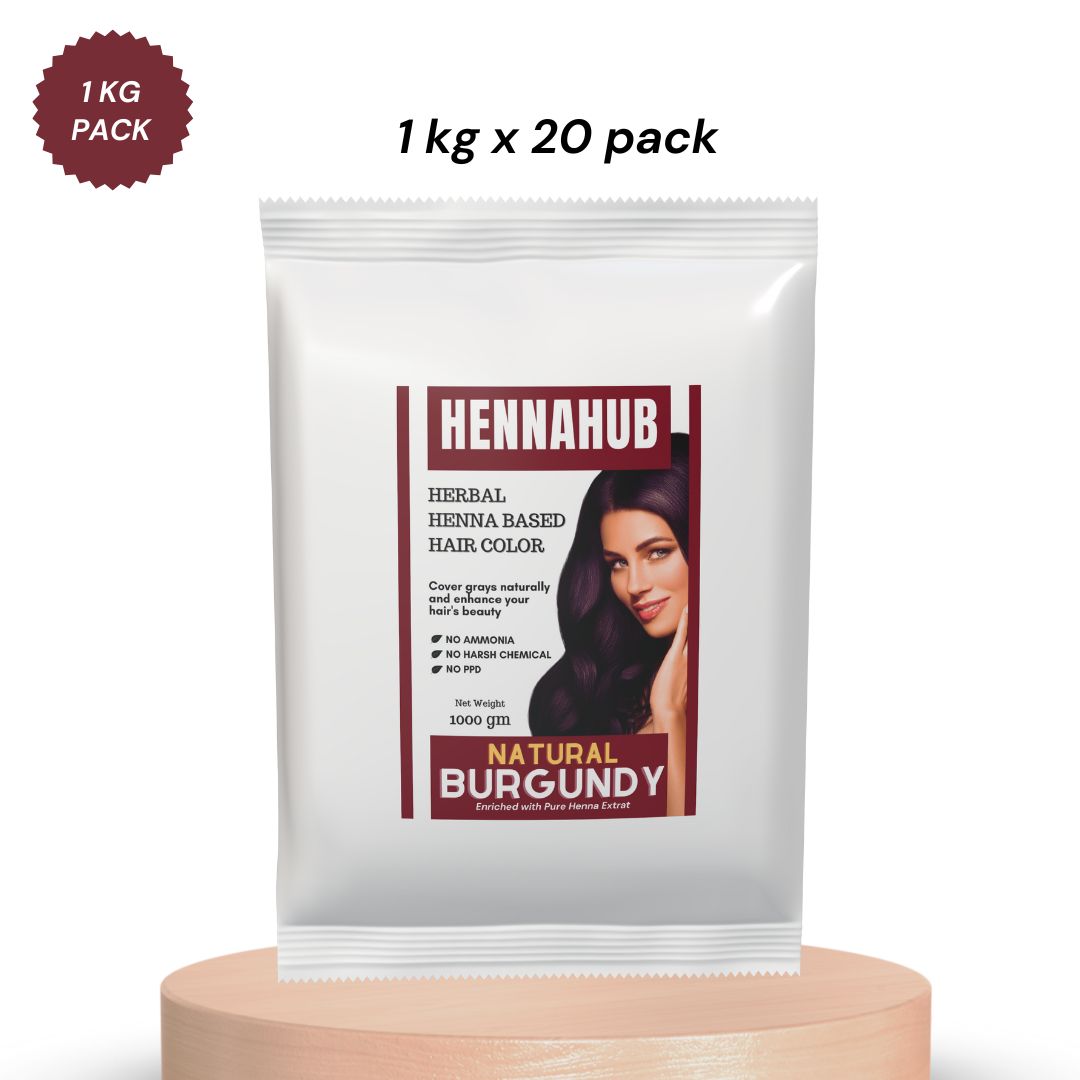 Natural Burgundy Henna powder for hair | 20 kg Pack | Ammonia Free Henna powder | 1 kg X 20 Pack