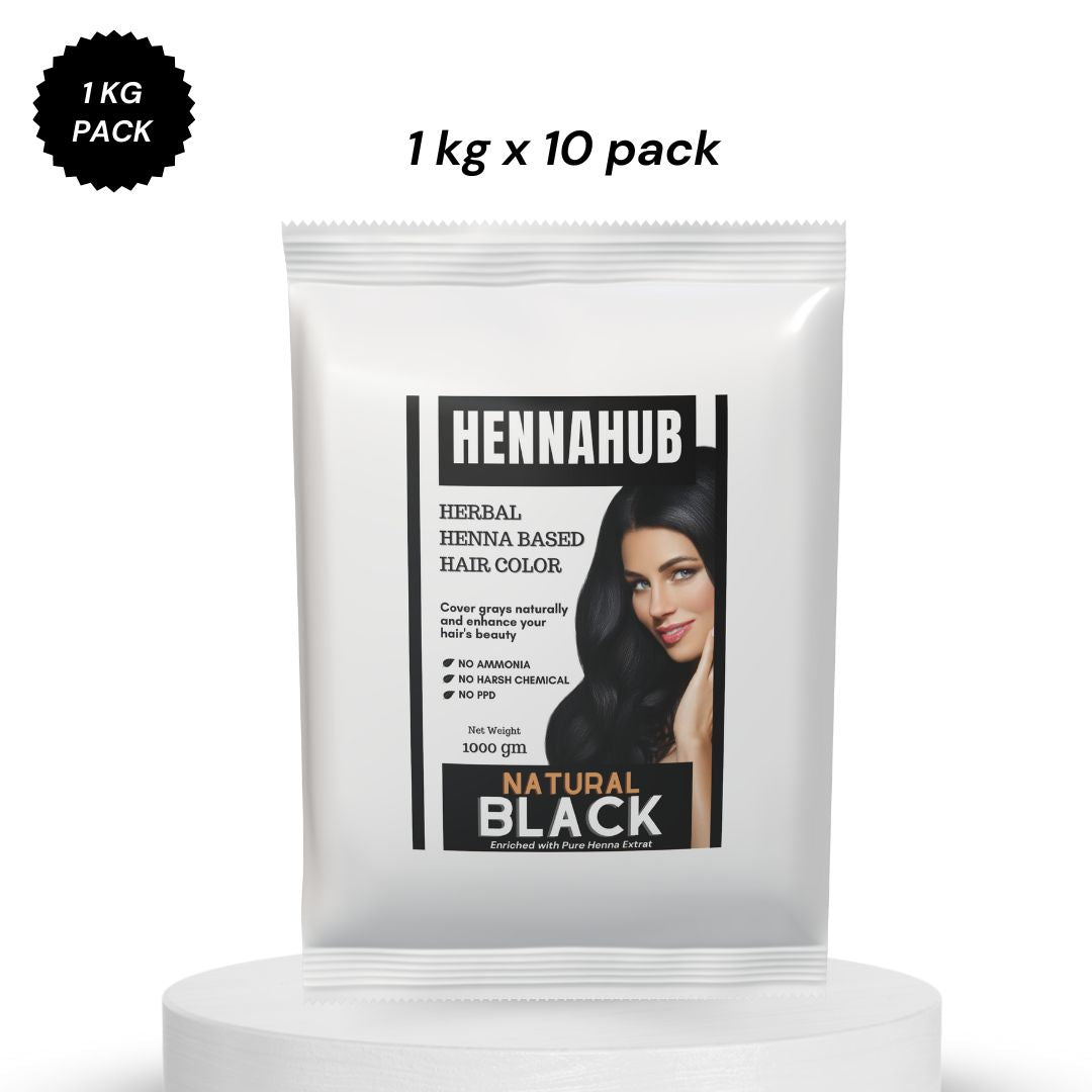 Natural Black Henna powder for hair | 10 kg Pack | Ammonia Free Henna powder (1 kg X 10 Pack )